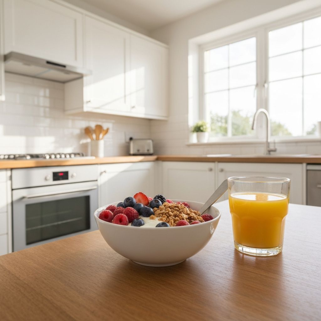 Morgendliches Frühstück mit Obst